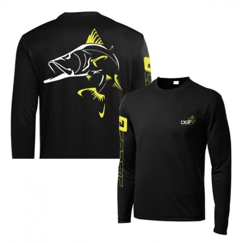 Mens Quick-Dry UV Protection Fishing T-Shirt Long Sleeve Round Neck Summer Outdoor Angling Sports