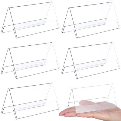6pcs Clear Acrylic Name Place Cards Double Side Tabletop Display Stand For Wedding Party Seating Signs Table Number Holders