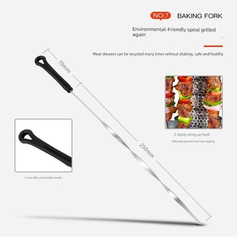 

Minglai Automatic Rotate Barbecue Machine Stove Skewers Machine For Home Smoke-Free Hanging Furnace Small Mutton Skewers Indoor Electric Barbecue 6 steel fork (Oven Mitts Bakelite handle)