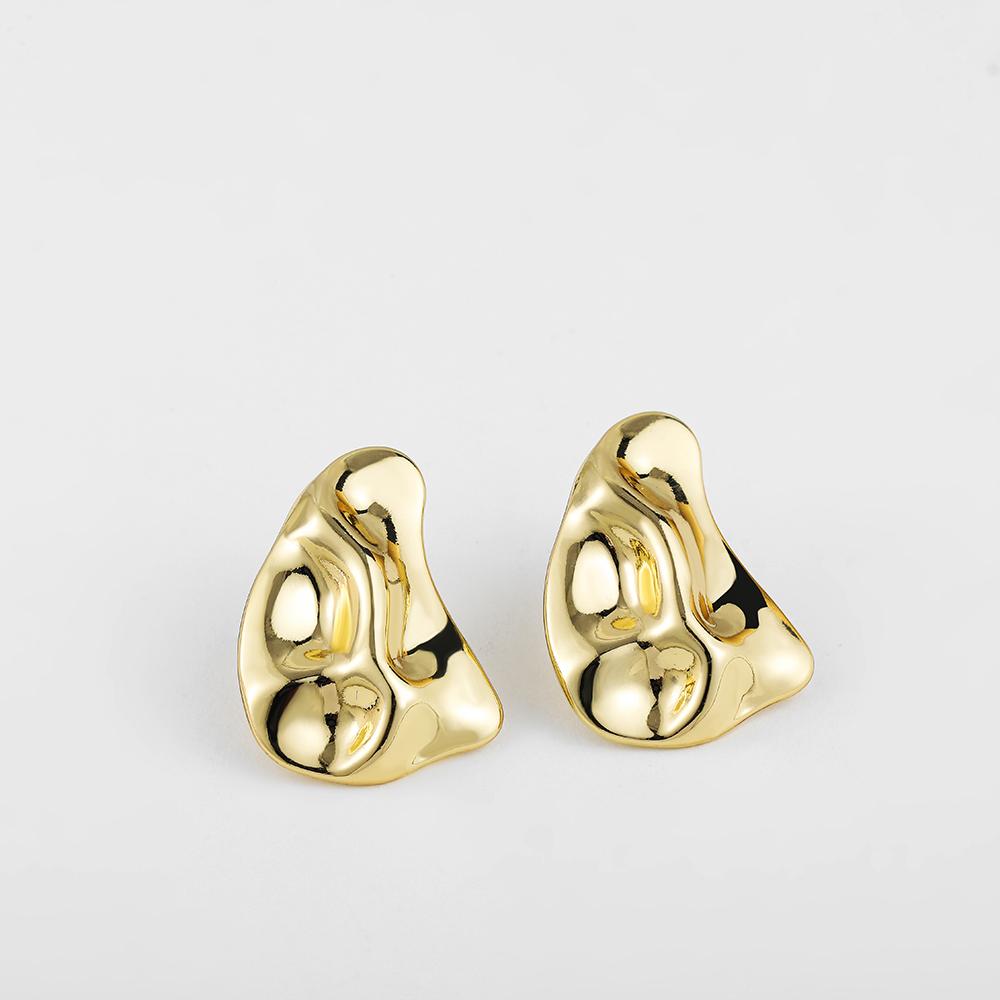 

Creative Metal Geometric Circle Hoop Earrings for Women New Trendy Irregular Hammered Twisted Earring Statement Zircon