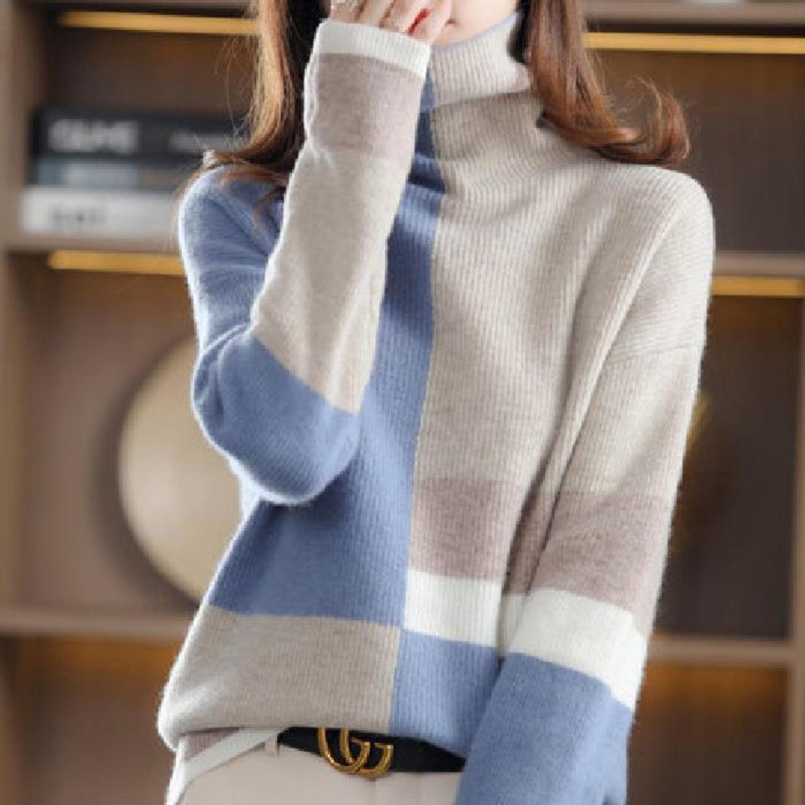 Women s Half Turtleneck Loose Sweater Fashionable Outer Wear Bottoming Shirt One Size