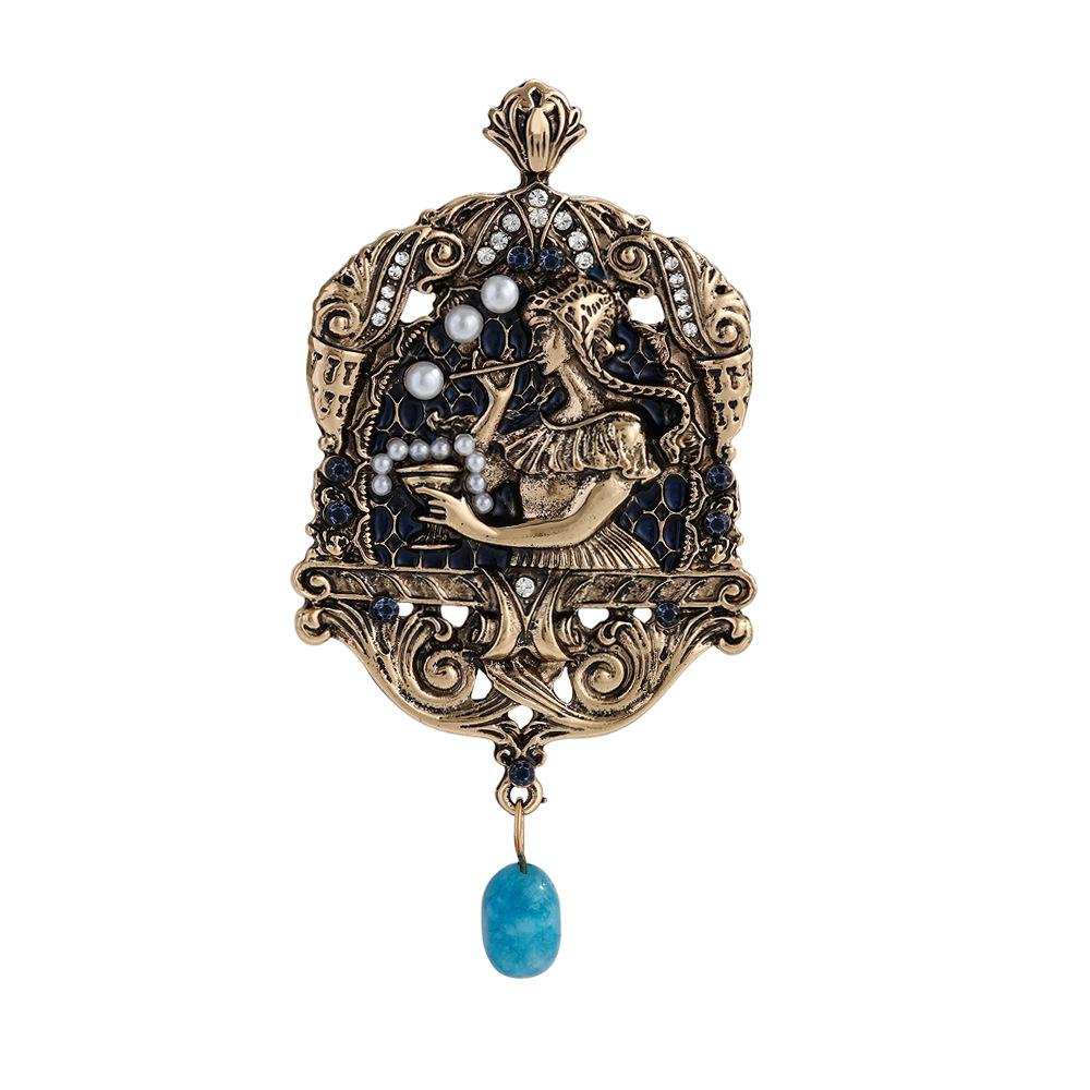Retro Palace Vintage Heavy-duty Distressed Princess Jewelry Brooch