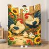 Fflannel Blanket 1pc Chicken Rooster with Chicks Soft Comfortable and Warm This Nap Blanket/sofa Blanket Is Suitable for All Seaso