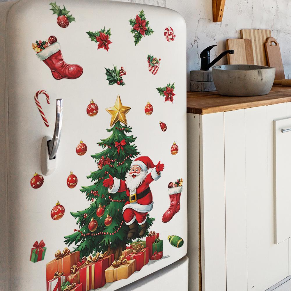 Christmas Tree Santa Claus Candy Gift Box Refrigerator Decorative Background Beautify Wall Stickers