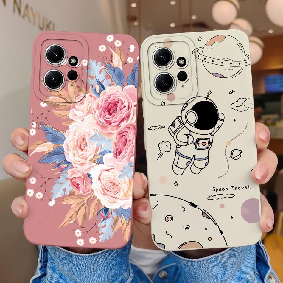 Cases For Xiaomi Redmi Note 12 12S 4G 5G Cute Patterned Liquid Silicone Anti Knock Back Cover For Redmi Note 12 S Funda Bumper