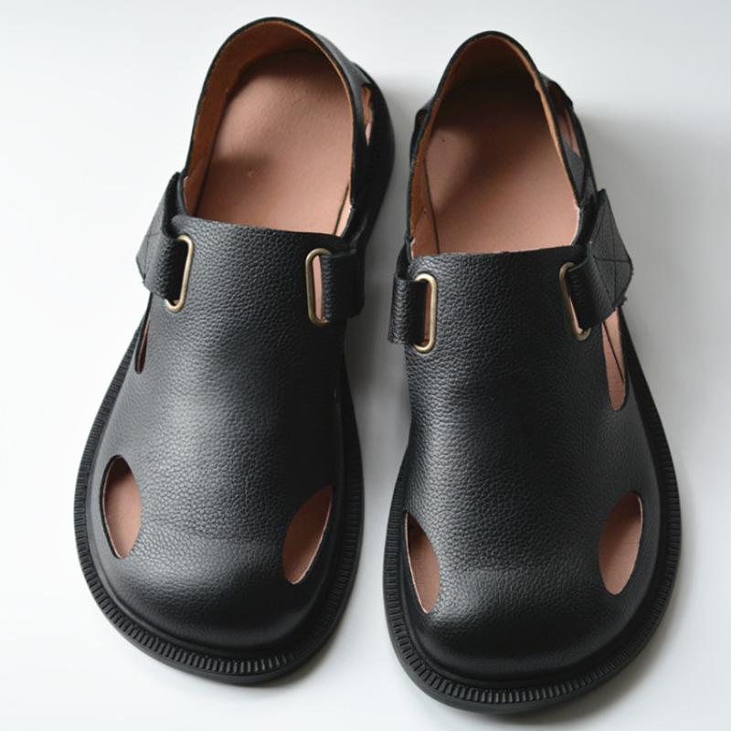 

Модные летние мужские туфли на плоской подошве из натуральной кожи, сандалии из коровьей кожи черного цвета, повседневные, старомодные, ретро, мужские сандалии для улицы, для пожилых людей 45 чёрный