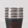 4Pcs Portable Outdoor Travel Cups Set Stainless Steel with PU Leather Cup Sleeve Whisky Cup Portable Design Coffee Cup