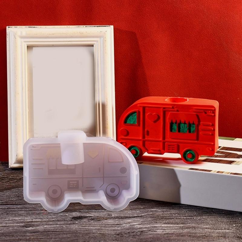 Versatile Buses Candle Holder Mold Detailed Silicone Bus Candle Stand Mold for Handcraft Lovers and DIY Enthusiasts