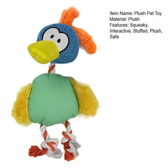 Soft Squeaky Dog Toy for Small Medium Large Dogs Stuffed Cartoon Duck Shape Dog Chew Toy Interactive Tug Toy for Indoor Play