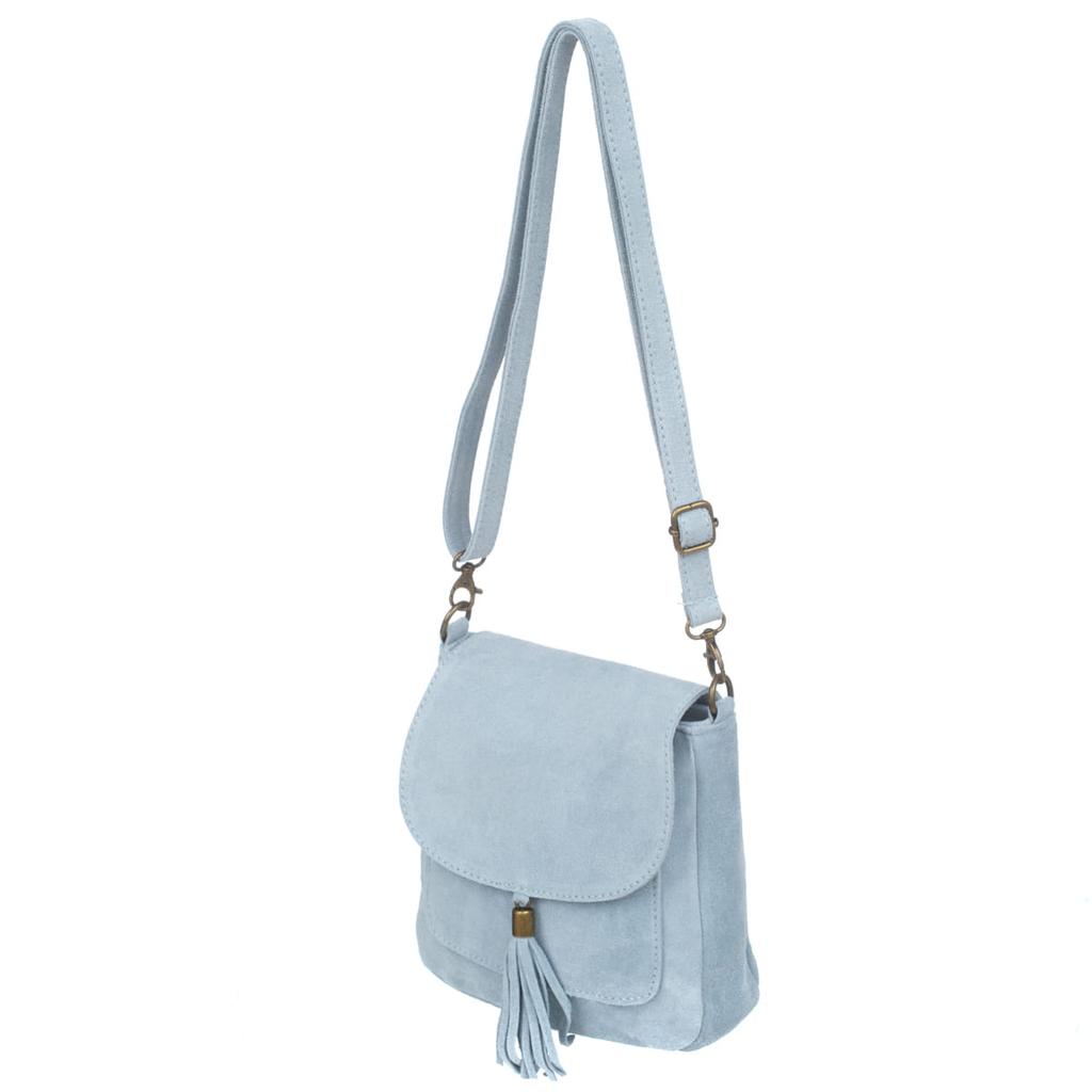 Blue Vera Pelle Vanita Suede Leather Handbag