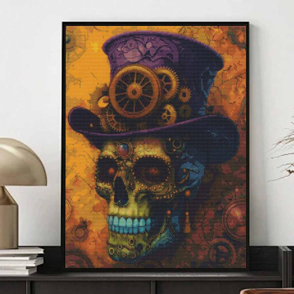 DIY Diamond Painting Canvas Steampunk Skull Top Hat Design 5D Full Drill Art Creative Leisure Craft Home Wall Decor Kit