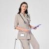 Medizinisches Kasack-Set für Damen mit schrägem Frontverschluss und Seitenstreifen-Design