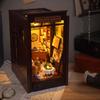 DIY Book Nook Insert Shelf Kits Wooden Miniature Model Kit Detective Agency Casa Bookend Assembled Bookshelf Home Decor