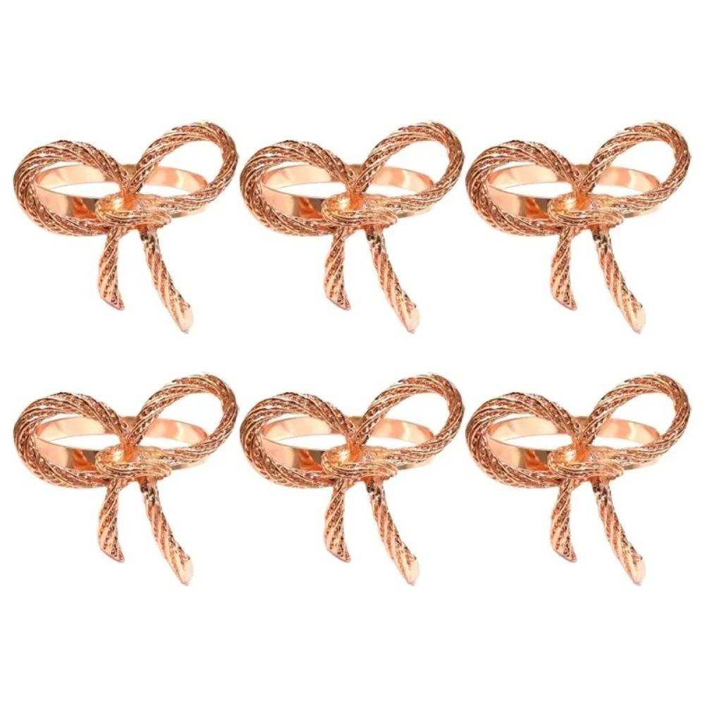 1/6/12pcs Gold Napkin Ring Buckles Elegant Bow Dinnig Table Decoration Napkin Holder  Kitchen