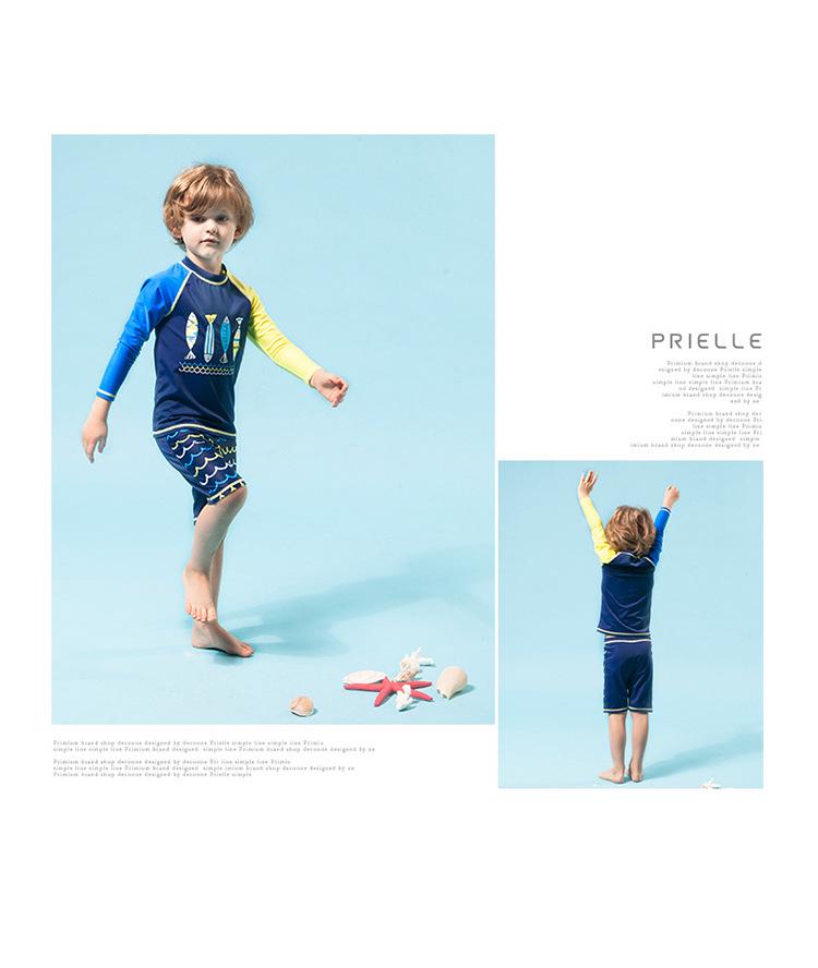 Korean Boys' Sun Protection Shark Swimsuit Set – Quick-Drying Long Sleeve