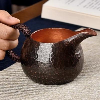 Vintage reine Kupfer Kaffeetasse, Hämmertextur Webpunkt Spitze Mund Griff 100 ml Milch Wasser Becher, Handgefertigt Tee Becher Trinkgeschirr