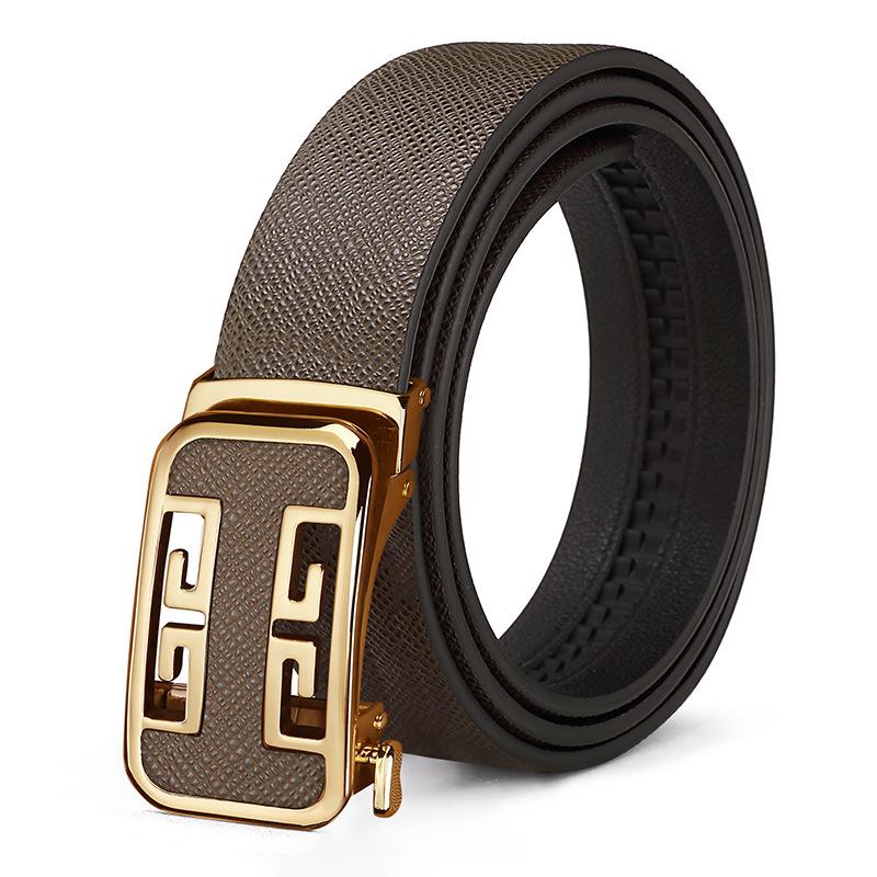 

Мужской новый универсальный кожаный ремень Модный простой кожаный ремень с автоматической пряжкой для бизнеса и повседневной носки 110cm