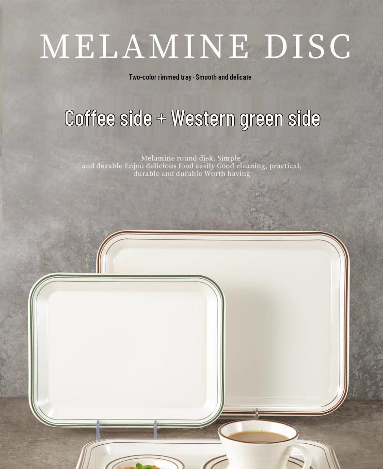 Kekler, Ekmekler, Akşam Yemeği, Hızlı Yiyecekler ve Çay için Melamin Dikdörtgen Servis Tepsisi