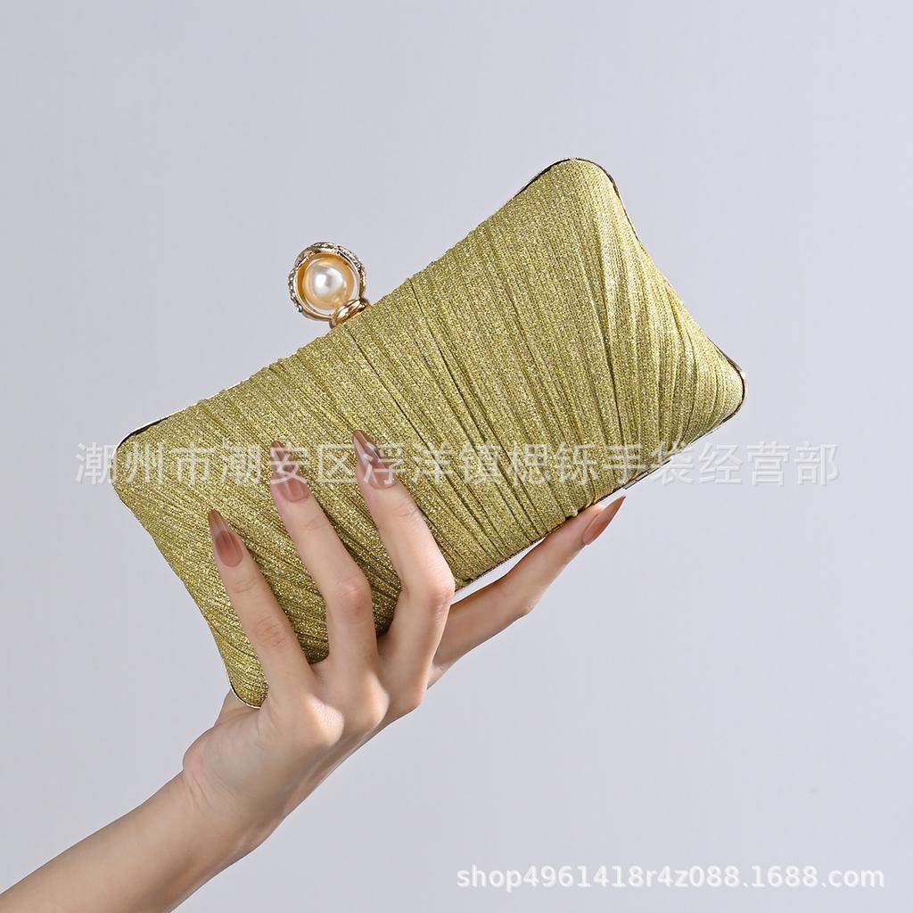 Luxury Design Women Evening Clutch Bag Shoulder Bag Party Wedding Prom Birthday Long Square Bags Pleated Elegant Handbag Purse