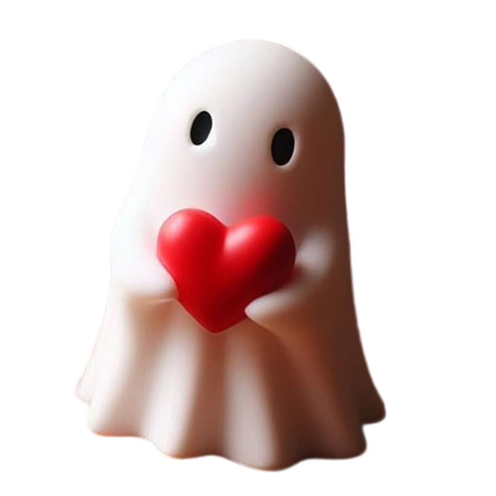 Slavnostní miniaturní kreslená figurka ducha ve tvaru srdce pro halloweenské dekorace Skvělá pro dekoraci stolu a pokoje