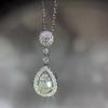Luxury Pear-Shaped Diamond Pendant Necklace for Women – Water Drop Design with Clavicle Chain.