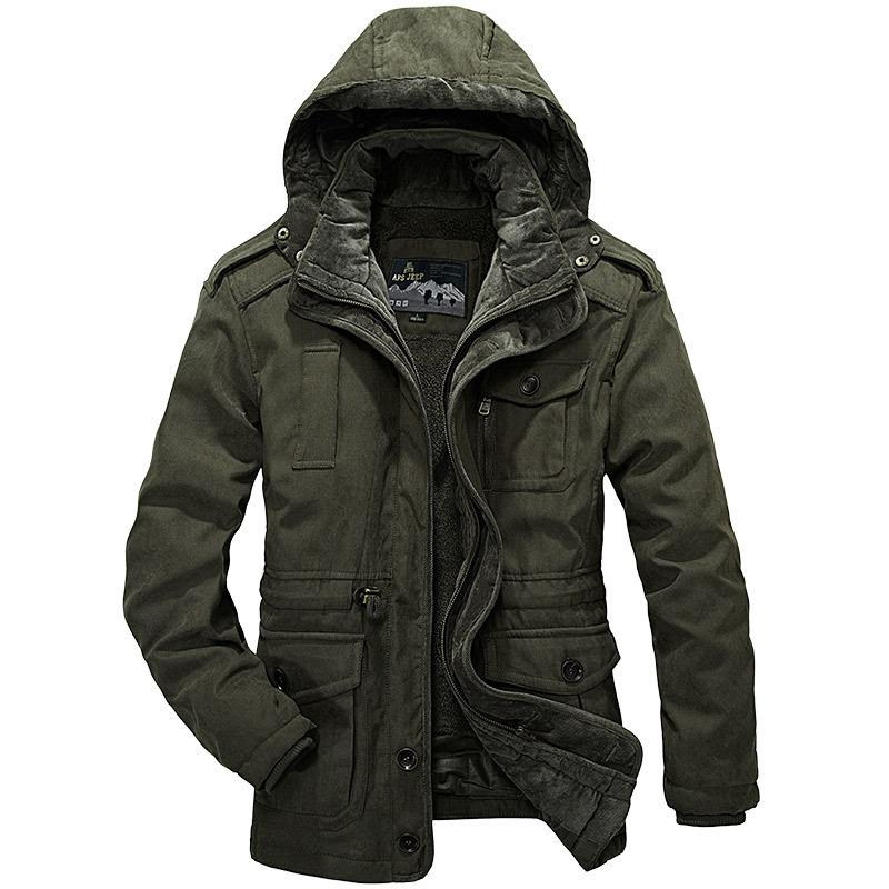 Men's Padded Jacket Medium and Long Plus Size Winter Velvet Thickened Middle-aged and Elderly Padded Jacket