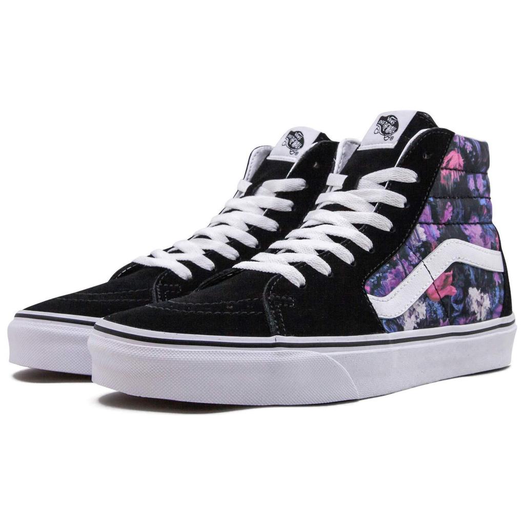 Vans Sk8 Dreamy Bouquet High Top Skate Shoes Unisex Skate Shoes Black Purple VN0A2XSBRXI