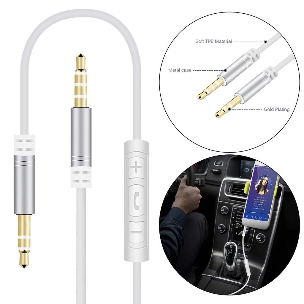 3.5mm Male AUX Cable Conversion Earphone Splitter Mic Auxiliary Speaker Extension Volume