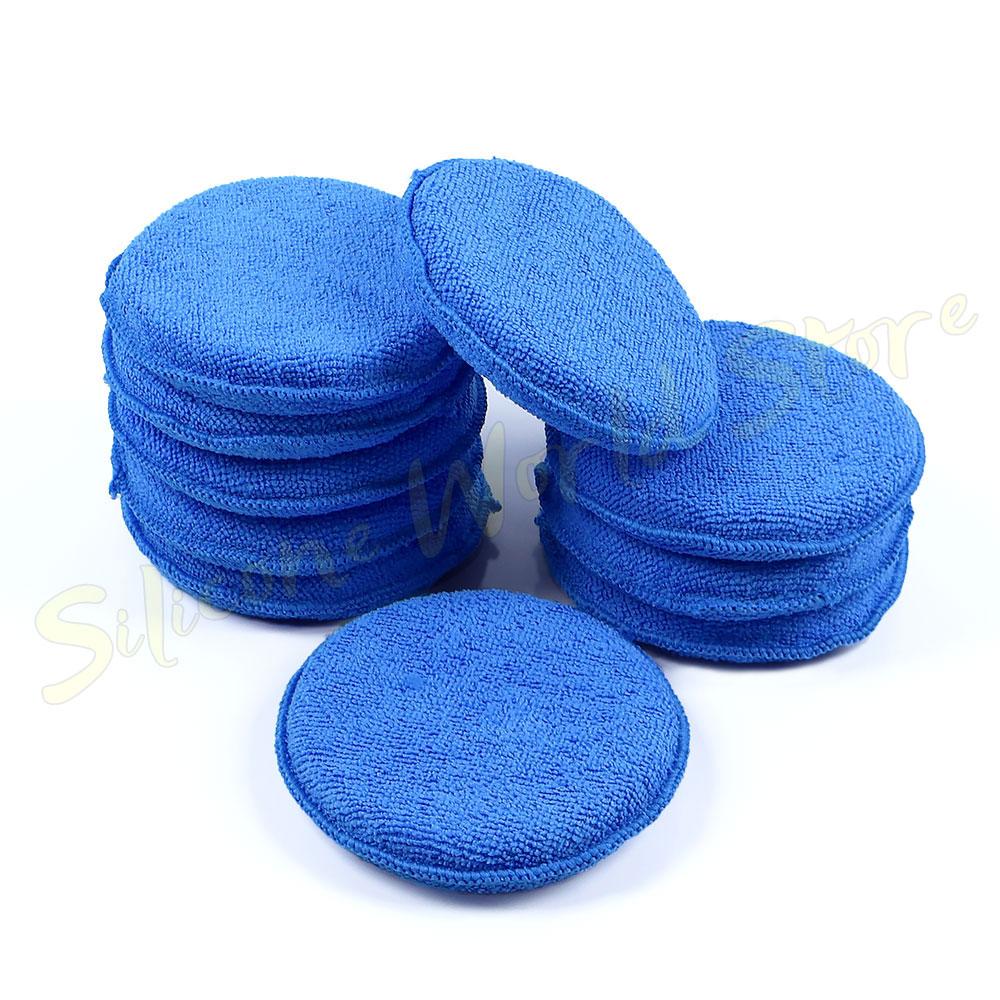 Silicone World 5PCS Car Waxing Polishing Sponge Block Microfiber Round Foam Applicator Pad Car Detailing Care Cleaning Tools
