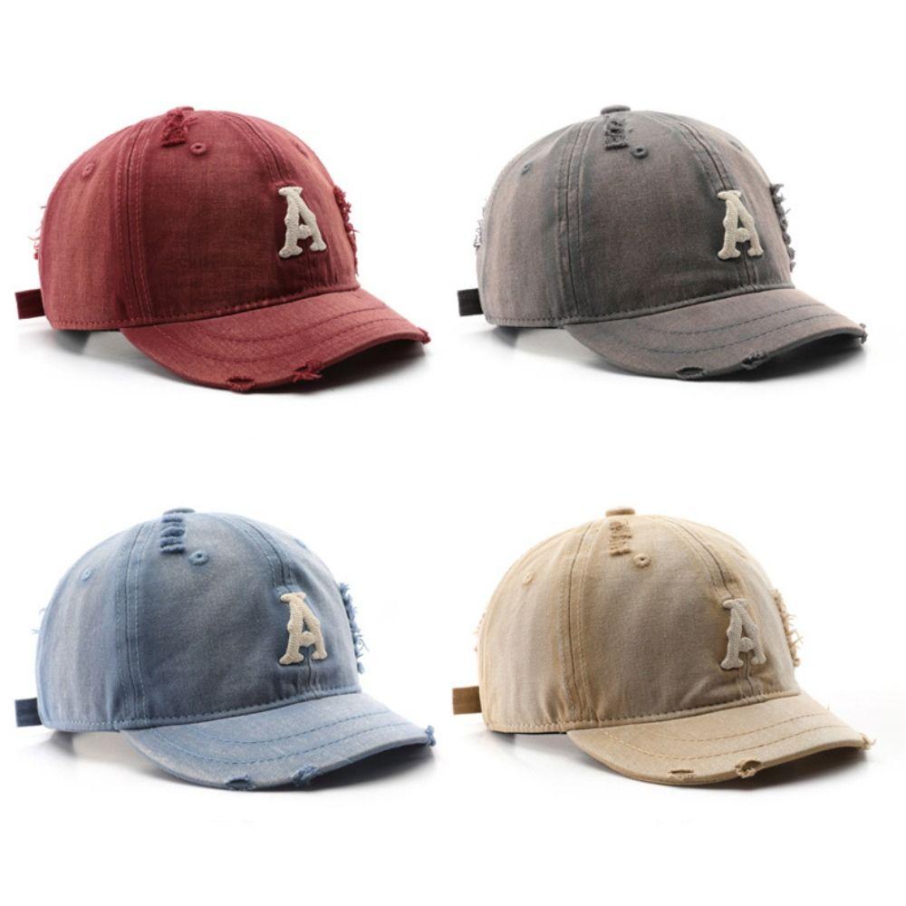 Short Brimmed Men Baseball Cap Retro Sun Hat Simple Embroidery Letter Baseball Hat  Men