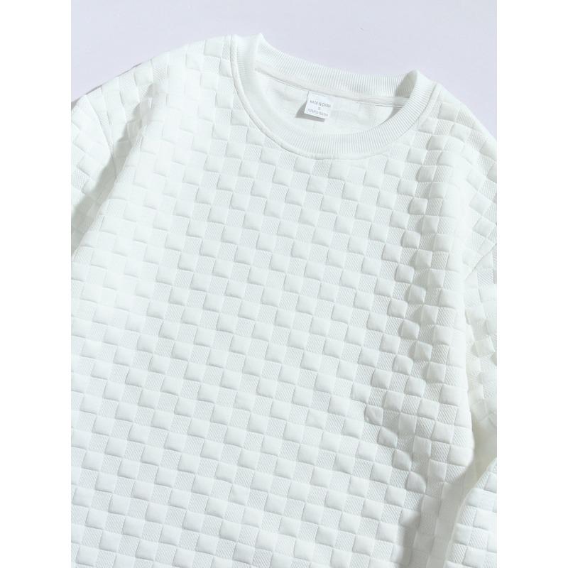 Men's Slim Fit Crew Neck Long Sleeve Plaid Casual Base Layer Shirt.