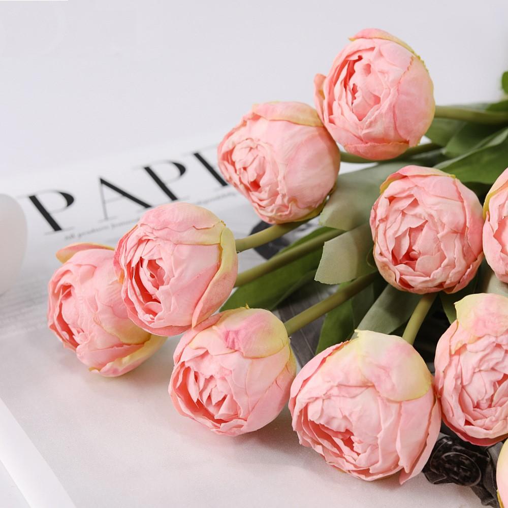 7 Heads High Quality Artificial Silk Cloth Tulip Flower Bundle For Wedding