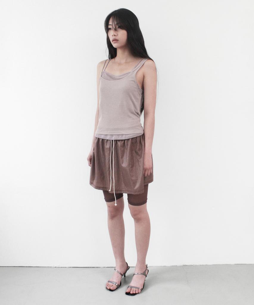 Kasel Volume Mini Sheer Skirt, Wine