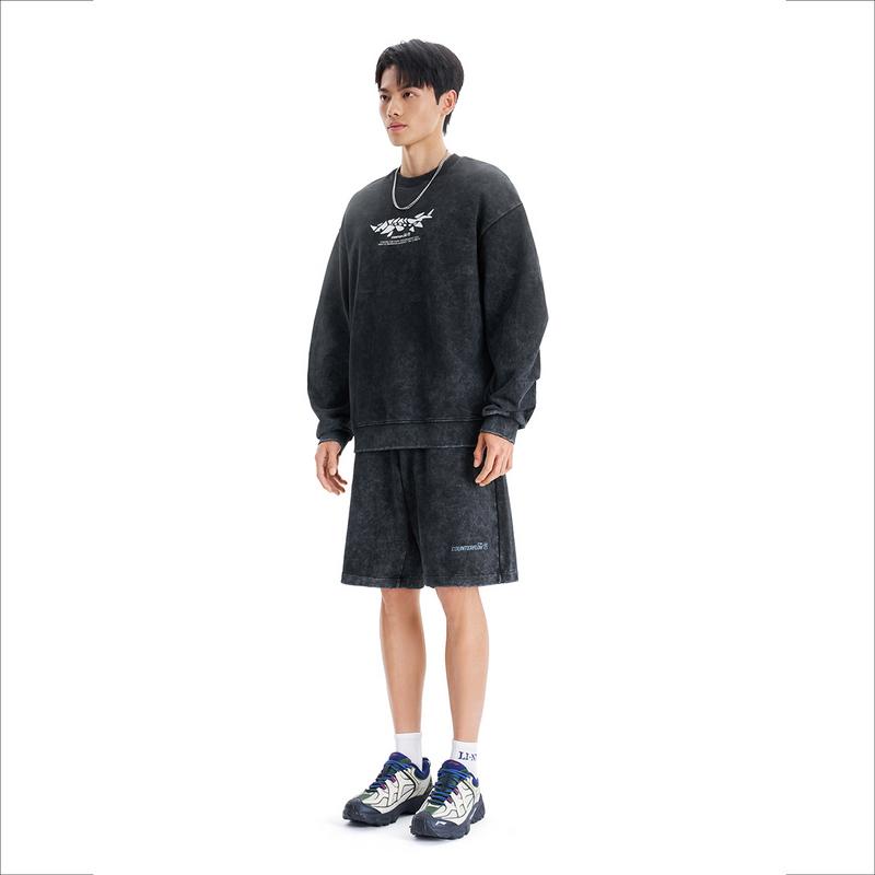 Li Ning Outdoor CF Tracing Crew Neck Loose Fit Sweatshirt Unisex Black AWDW171-4
