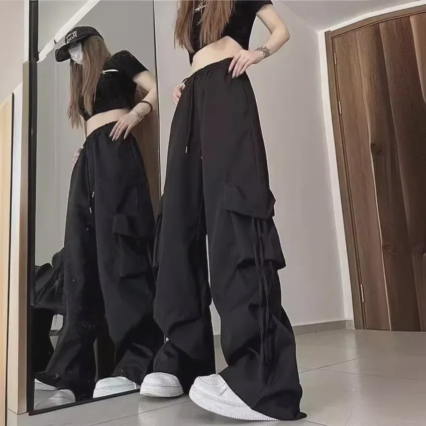 2024 High Street Hong Kong Style Retro Men's Wide Leg Solid Color Casual Pants