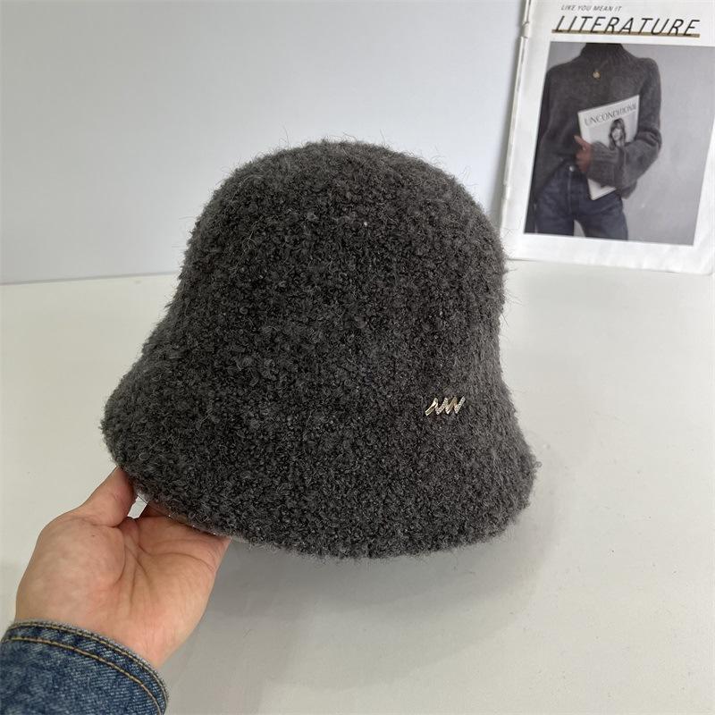 Wool Circle Fleece Bucket Hat Women's Autumn and Winter Casual Warm Bucket Hat Versatile Temperament Cold Basin Hat