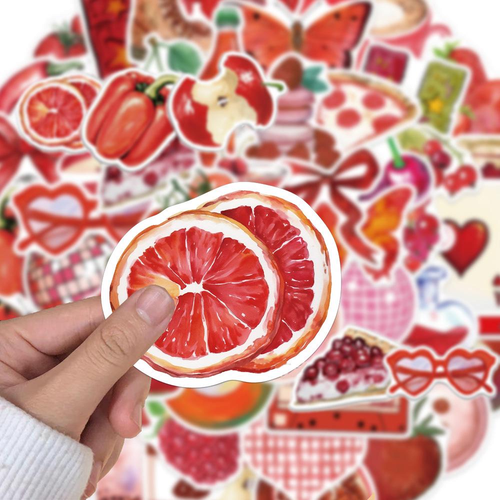 10/30/50pcs Cherry Downtown Art Stickers Red INS Style Cartoon Decals DIY Phone Case Notebook Luggage Aesthetic Graffiti Sticker
