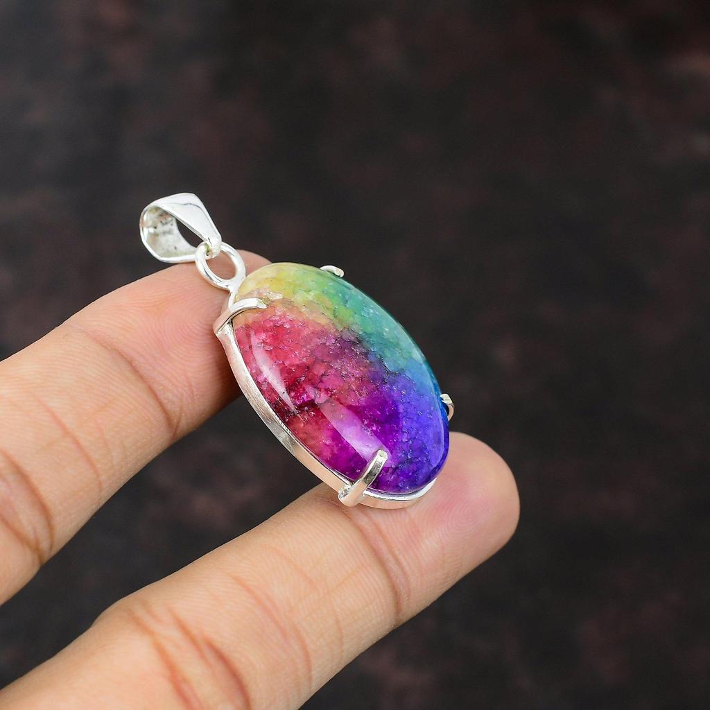 Rainbow Solar Quartz Druzy Pendant 925 Sterling Silver Pendant Handmade Antique Jewelry Real Gemstone Pendant Gift For Her Wonderful Jewelry