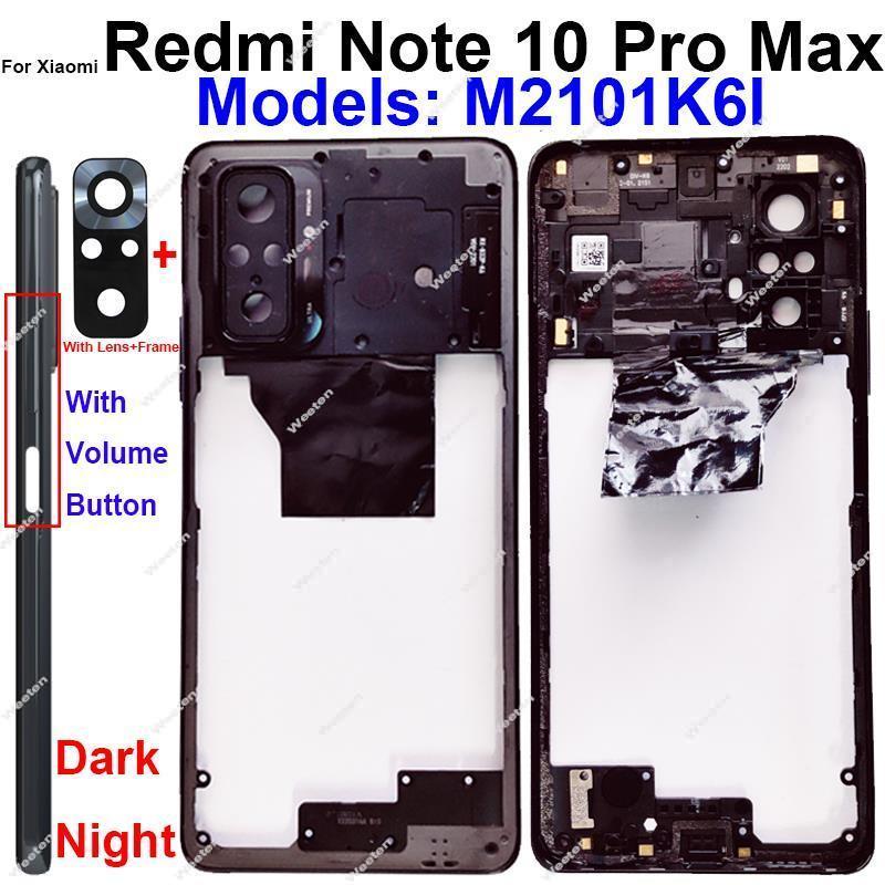 Middle Frame Housing For Xiaomi Redmi Note 10 Pro Note 10Pro Max Middle Frame Holder Cover Bezel with Side Key Parts