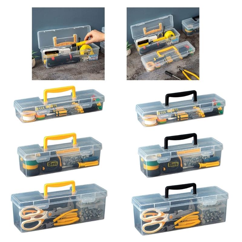 Multipurpose Transparent Organiser Box For Home Repair Tool Easy Carry Handle And Plastic Construction Toolbox