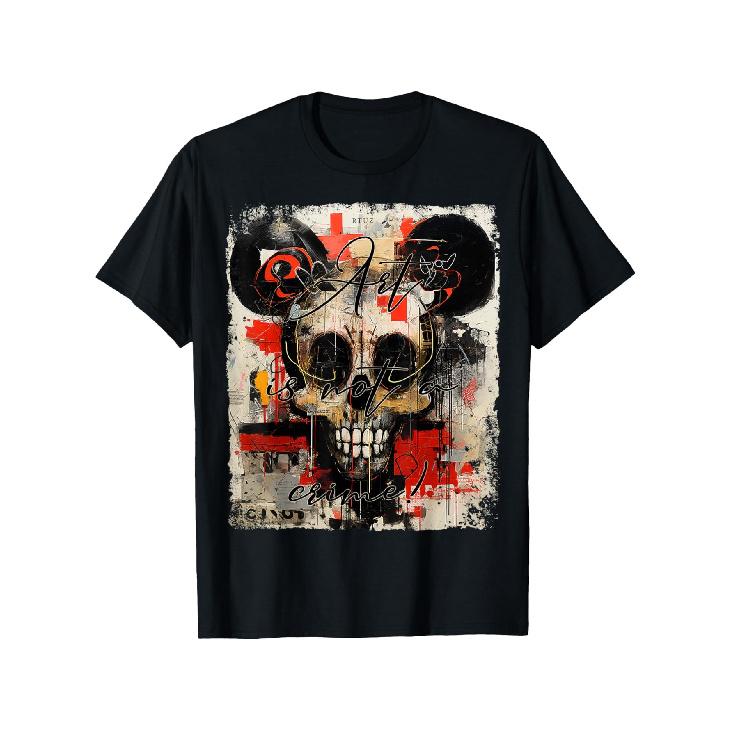 Graffiti Mouse Head Motorcycle Skull Tattoo Horror Skull T-shirt