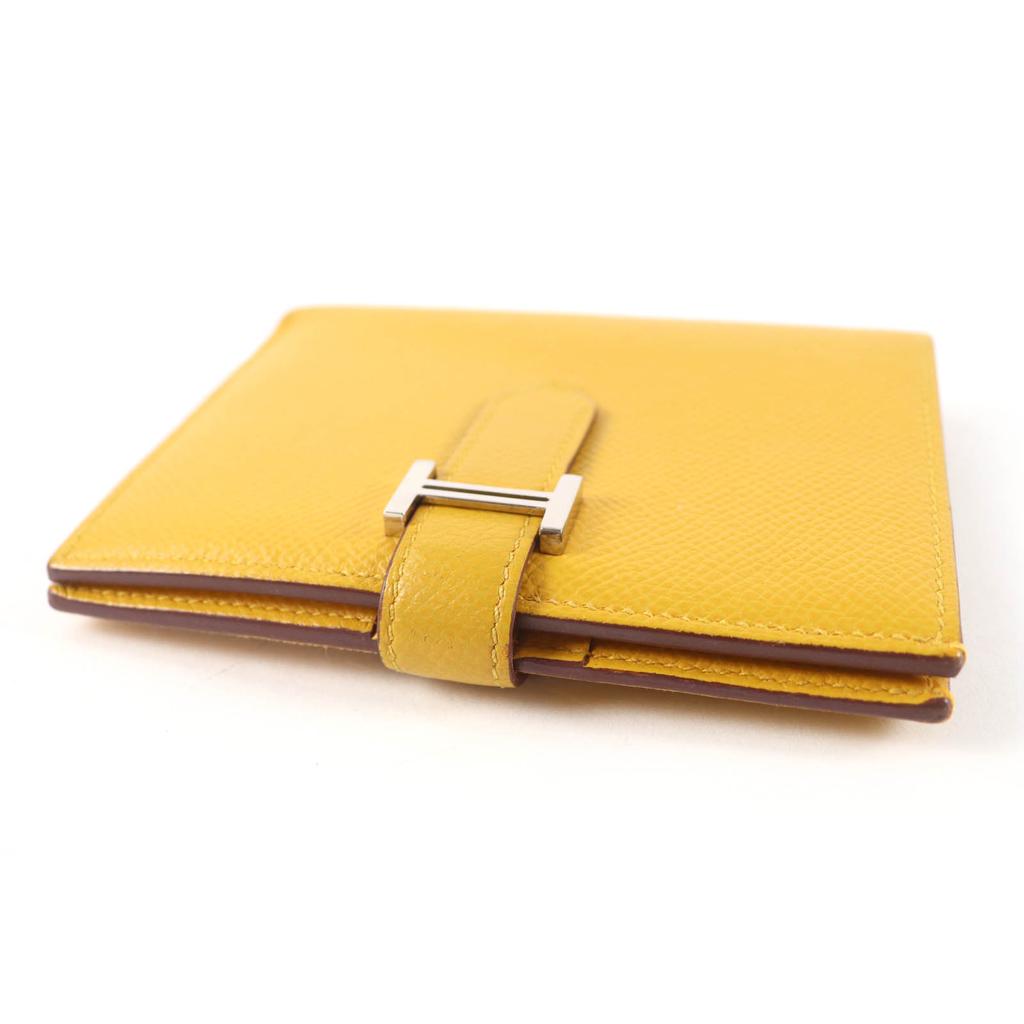 Great HERMES Bifold Wallet BEAN Compact Compact wallet Epsom Leather Women Used