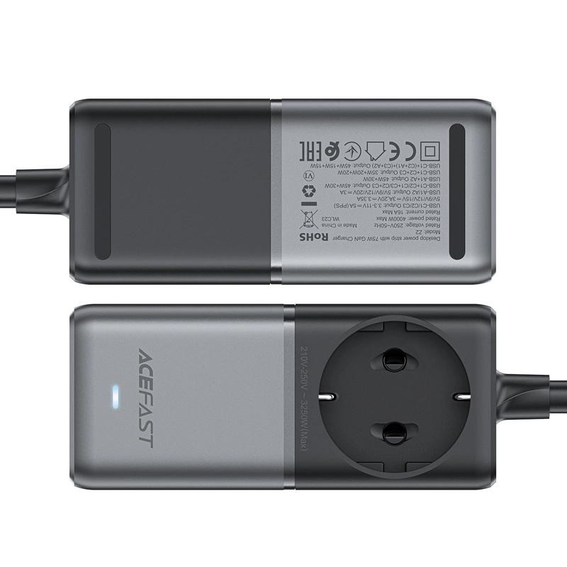 Ładowarka Biurkowa Acefast Z2 Gan 75W Pd 3X Usb-C 2X Usb-A - Czarno-Szara