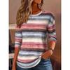 Color Block Striped Crew Neck Long Sleeve T-Shirt Slim Fit Casual Top Daily Wear
