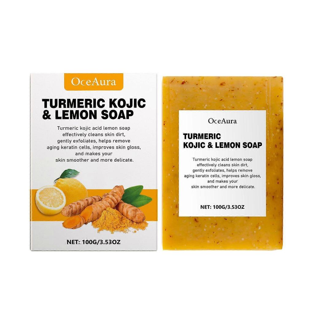 Offerta a tempo limitato!!Oceaura Sapone al Limone, Curcuma e Acido Cogico Detergente a Freddo per Bagno Pulizia Delicata e Cura della Pelle Adatto Sia per il Viso che per il Corpo