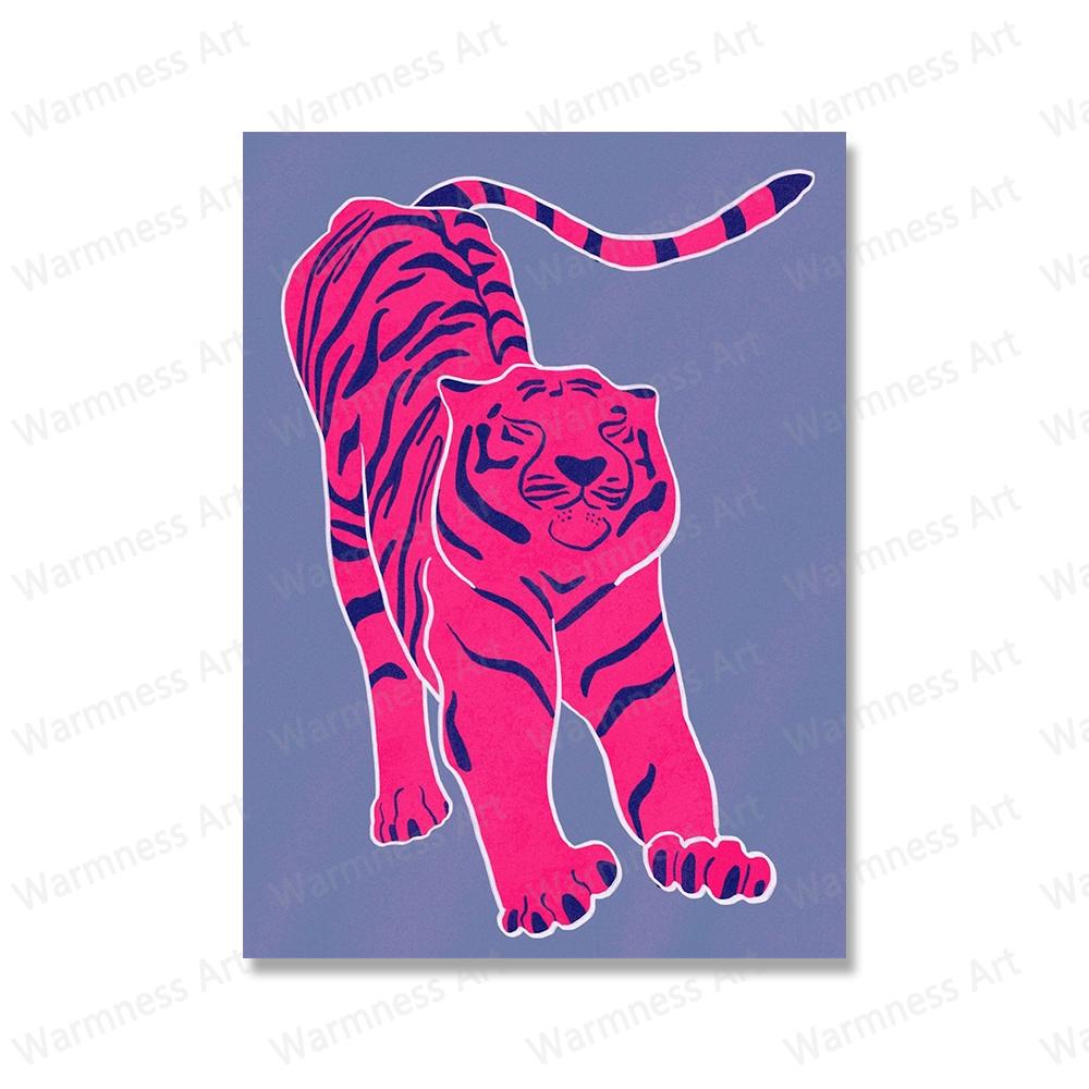 

Абстрактные животные, постеры, звери, принты, красный, розовый, зеленый, тигр не теряет сон, холст, настенная живопись, картины, скандинавский домашний декор, без рамки 21*30cm No Frame