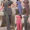 Women's Fashion Casual Summer Spring Short Sleeve O-Neck Pants Suits