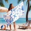 Nautical Sea Shell 2D Flat Printed Microfiber Beach Towel Waterproof Sandproof Summer Vacation Pool Bath Blanket Gift