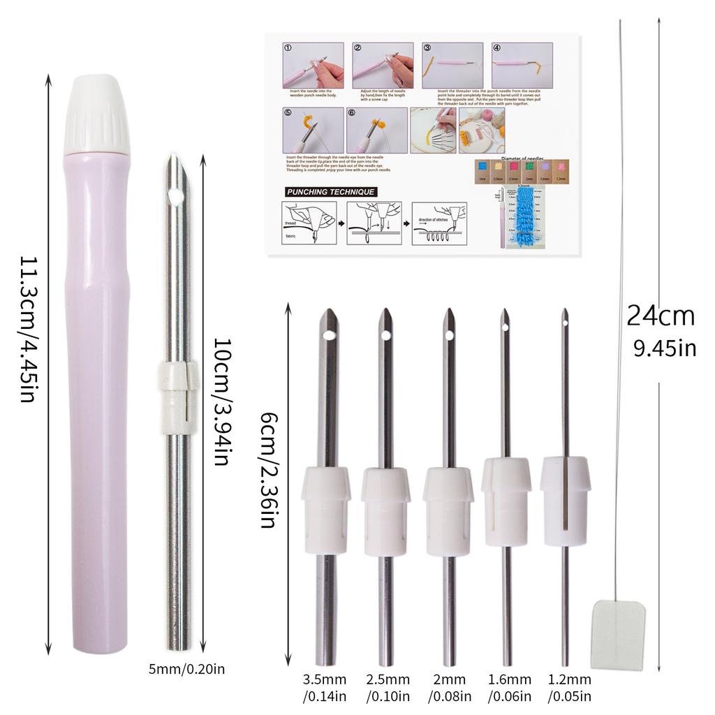 Portable Punch Needle Set Featuring Adjustable Head Ergonomic Designs and Carry Case for Easy Crafting Organization