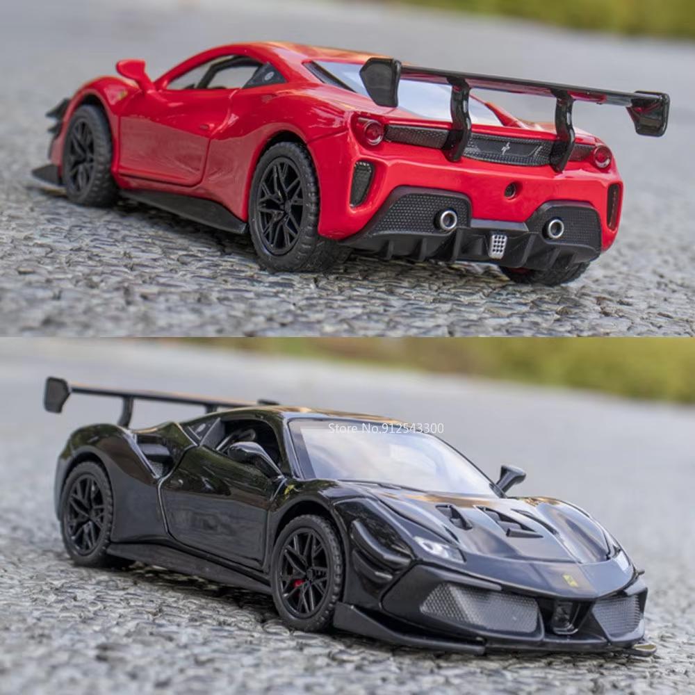 New 1:32 F488 Sport Car Model Toys Alloy Diecasts Metal Pull Back Sound Light High Simulation Vehicle For Collection Children Gifts